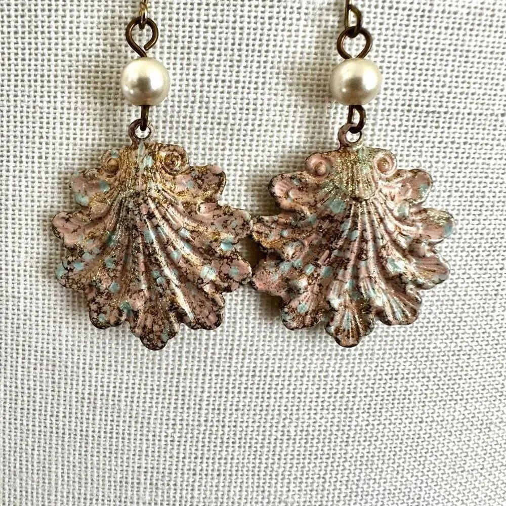 faux pearl shell earrings